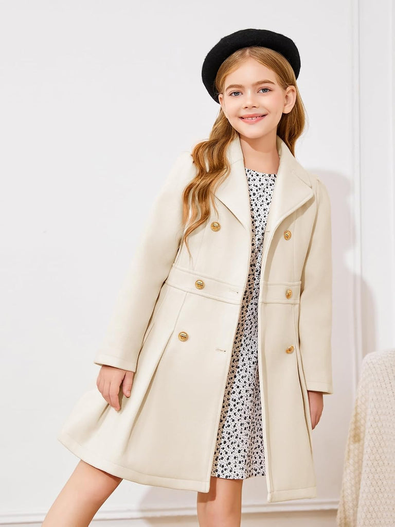 Girls Winter Dress Coat Butron Peacoat Double Breasted Ourwear