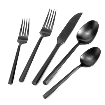 Silverware Set Matte Black Hexagon 40-Piece Service for 8