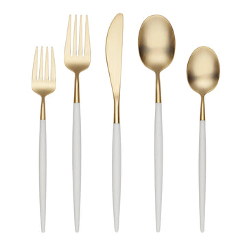 306320Ckg12Ds Mazzy Gold With White-Handle 20-Piece Flatware Set