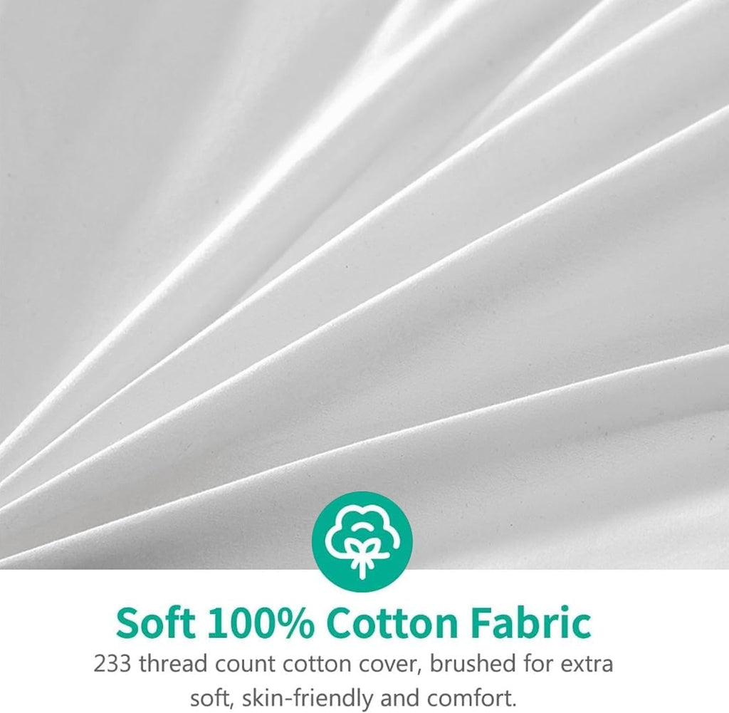 Lightweight Feather Down Comforter Twin - Ultra Soft 100% Organic Cotton Quilted Duvet Insert