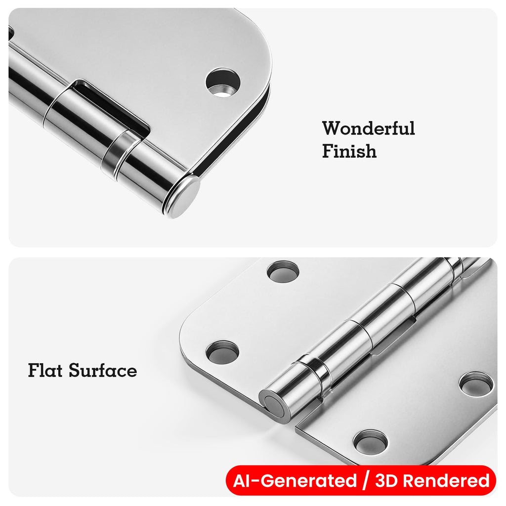 Rounded Door Hinges Polished Chrome 3.5 Inch 5/8" Lasting Mute