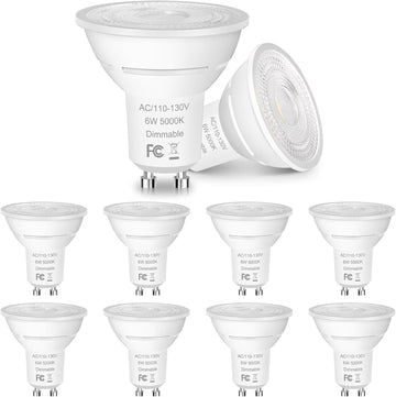 MR16 GU10 LED Bulbs Dimmable, 6W Light Bulbs, 5000K Daylight White