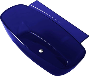 62" Flat Bottom Man Made Stone Freestanding Bathtub - Translucent Regal Blue - Vida Series FT-AZ523-BL