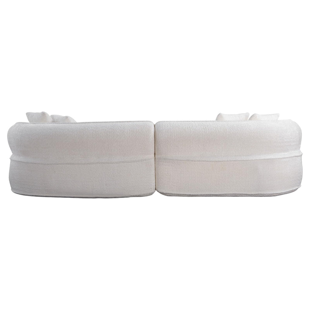 114" Boucle Curved Modular Sectional with 4 Pillows, White
