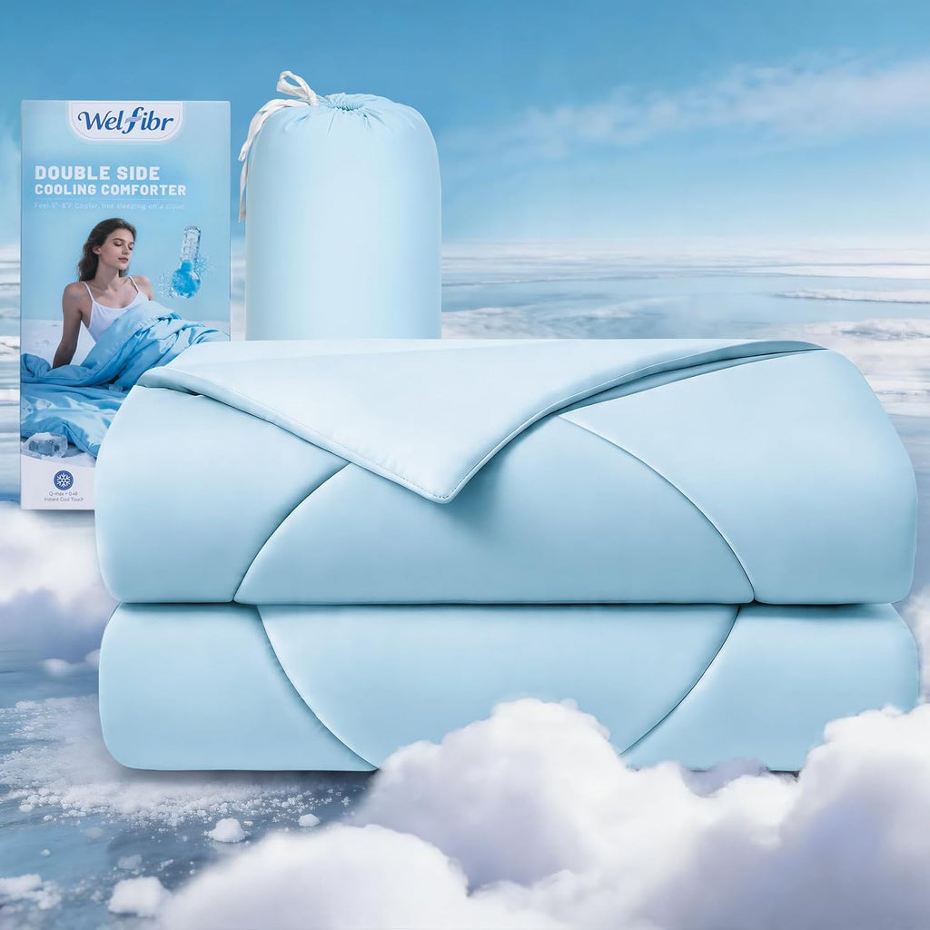 Cooling Comforter Double Sided Cooling Blankets for Hot Sleepers Silky Soft Nylon Spandex Summer Comforter Q-Max 0.48