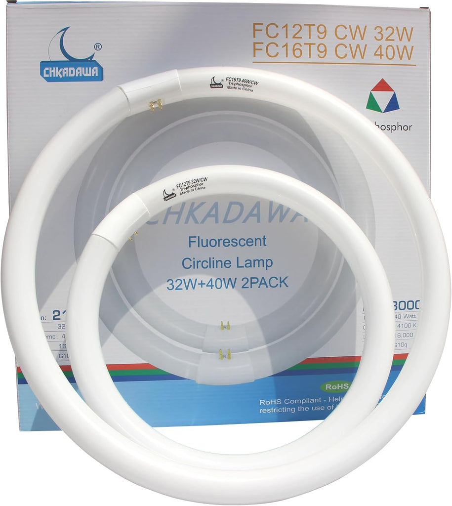 40W and FC12T9/CW 32W Cool White Set, 16 inch T9 40 Watts Circular Bulb & 12 inch 32 Watts Round