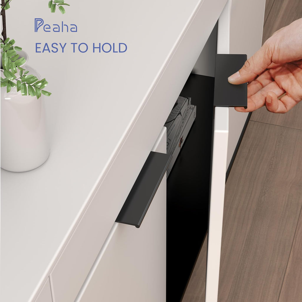 30 Pack Kitchen Cabinet Handles 5-1/16" Black Drawer Pulls Edge Pulls
