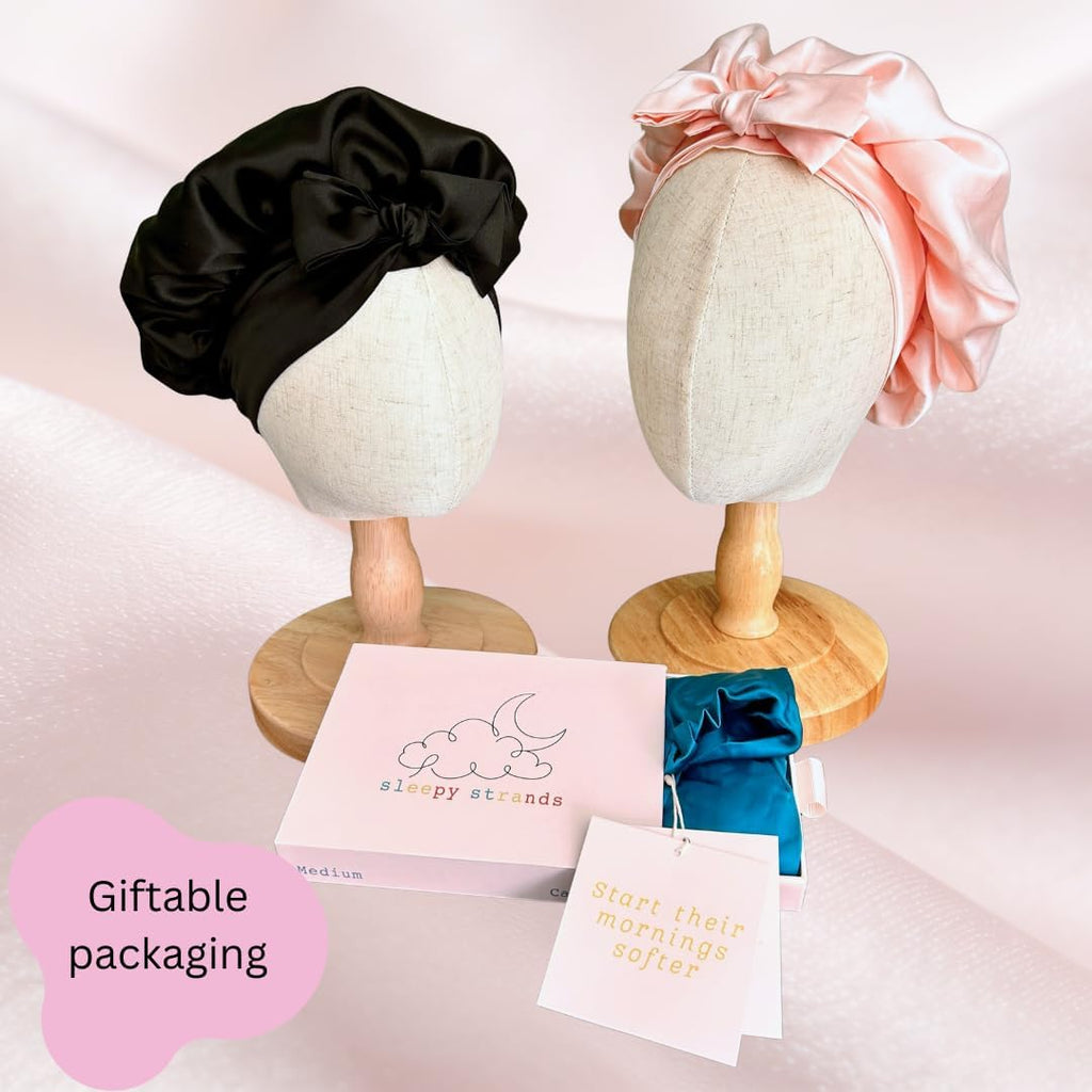 100% Real Silk Bonnet for Kids - Double Layer Reversible - Adjustable Tie - for Sleeping Toddlers, Children, Babies