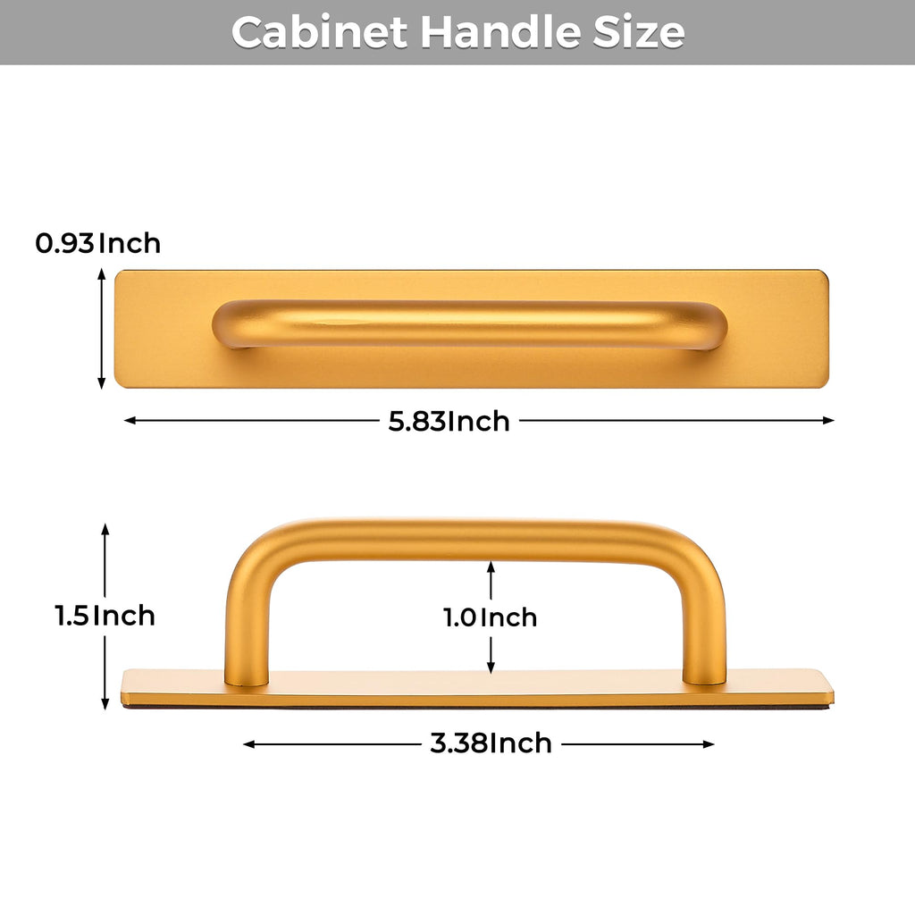 12 Pack Adhesive Handles Self Stick Instant Cabinet Handles 5.83", Gold