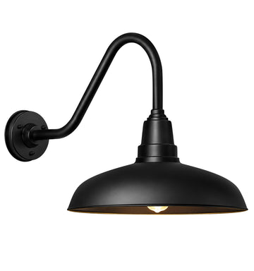 17" Gooseneck Outdoor Barn Lights, Dome Modern Industrial Wall Light