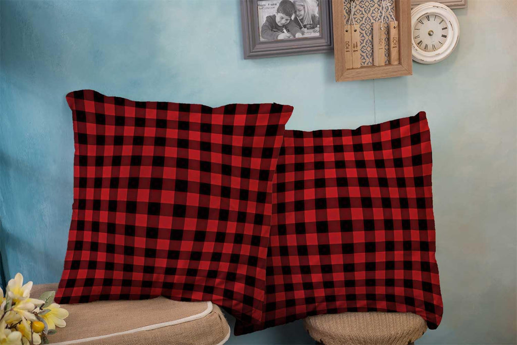 Red Black Buffalo Tartan Plaid Pillow Covers 24x24 Set of 2