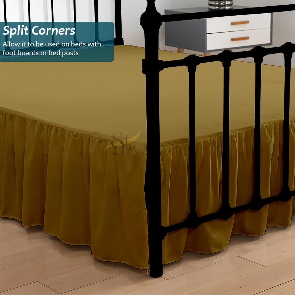 Ruffled Bed Skirt with Split Corners, Gathered Style, 100% Microfiber, 16-Inch Drop, Dust Ruffle Bedskirt with