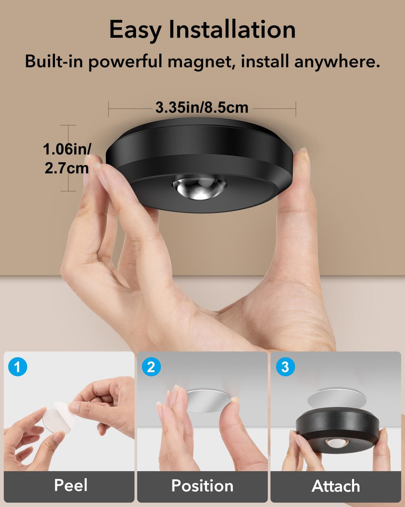 Rechargeable Puck Lights with Remote, Magnetic Shelf Light