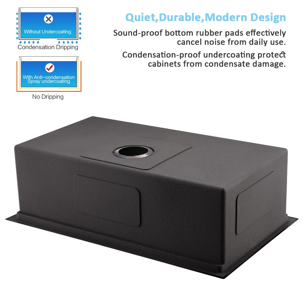 33 Inch Black Undermount Kitchen Sink Workstation- 33x19 Kitchen Sink Undermount Black Stainless Steel 16 Gauge 10"