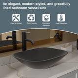 Bathroom Vessel Sink Tempered Glass Bowl Vessel Sink with Faucet and Pop-up Drain Combo Matte Black Countertop