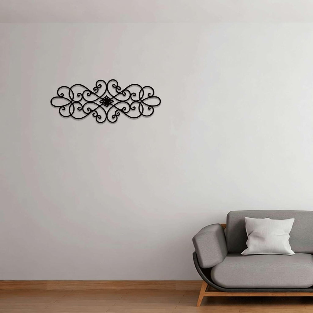 Elegant Scroll Pattern Black Metal Wall Art Metal Outdoor Decor Metal Signs Wall Art Decor Vintage Rustic Farmhouse - Set of 5