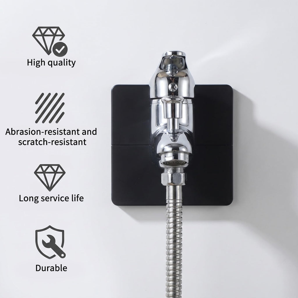 2PCS Black Square Shower Arm Flange, Self-Adhesive Escutcheon Plate for Wall, 3.39in Large Plumbing Cover Plate