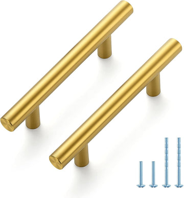 30 Pack 5 Inch Cabinet Pulls Kitchen Cabinet Handles with 3 Inch Hole Center Brushed Brass Cabinet Hardware Stainless
