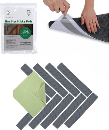 Rug Gripper for Hardwood Floors, Reusable Rug Tape, 9 Pack - Set of 9