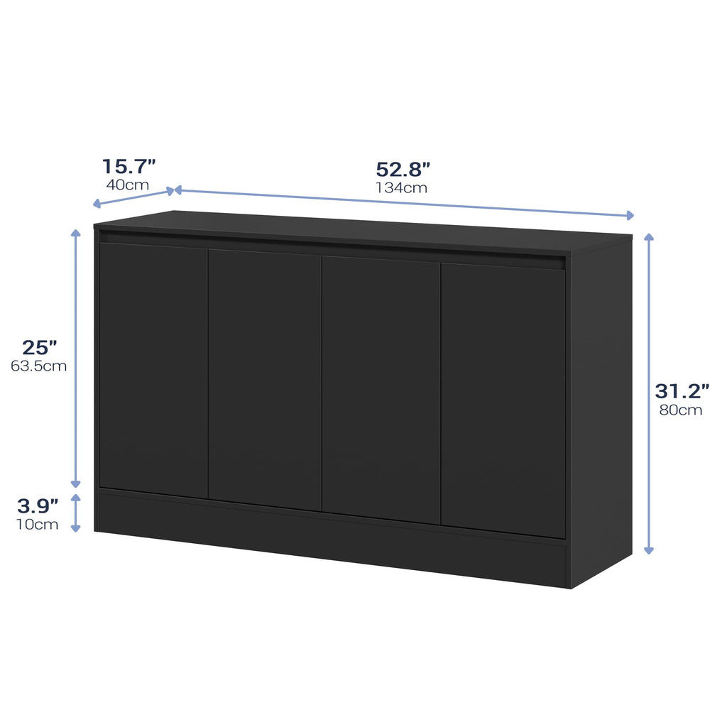 Buffet Cabinet with Storage, Coffee Bar Cabinet with 4 Doors and Adjustable Shelf, Modern Kitchen Buffet Sideboard