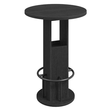Round Bar Table, 35.6" H Bistro Pub Table with Footrest