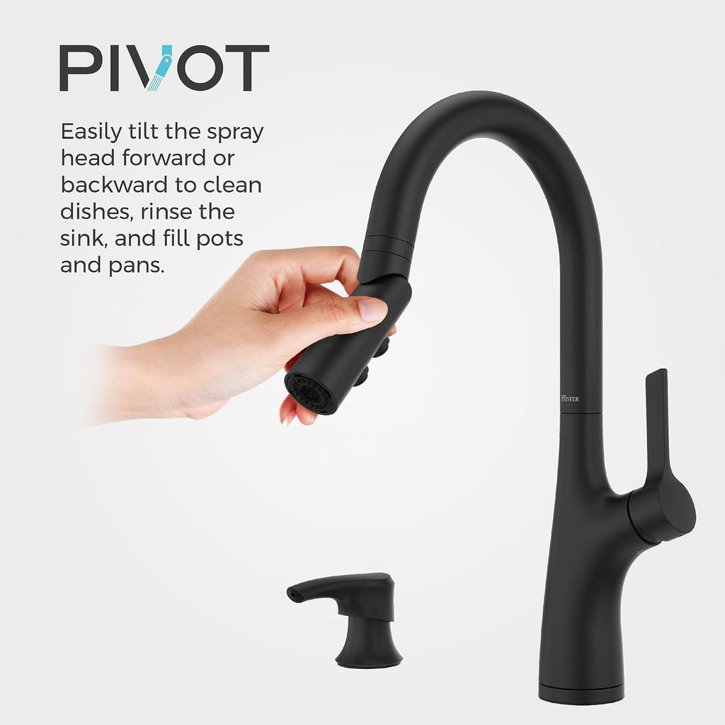 Ceylon Kitchen Faucet with Pull Down Sprayer and Soap Dispenser, Single Handle, High Arc Spout, Matte Black Finish
