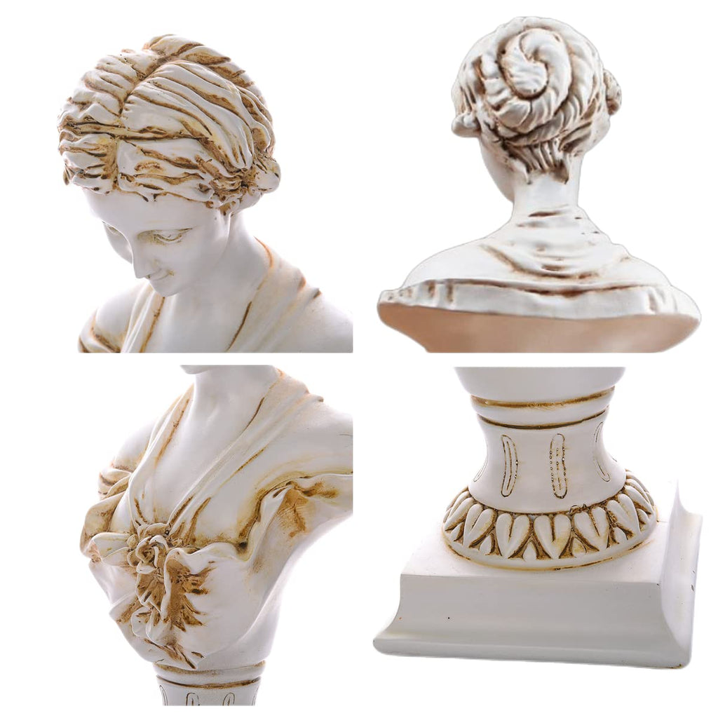 11.8" Classic Greek Venus de Milo Bust Statue, Resin Goddess of Love and Beauty Sculpture Figurine Décor, Large