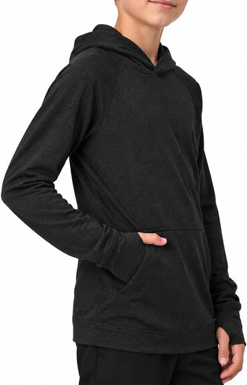 Boys Athletic Hoodie Thumb Cuffs Dry-fit UV Running Tops