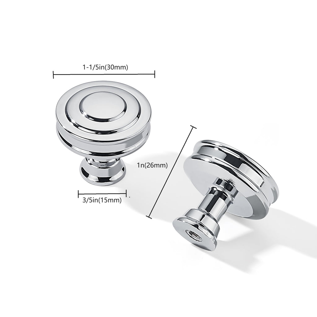 2 Pack 1-1/4 Inch(32mm) Polished Chrome Round Cabinet Knobs Heavy Duty Soild Cabinet Knobs Kitchen Cabinet Hardware