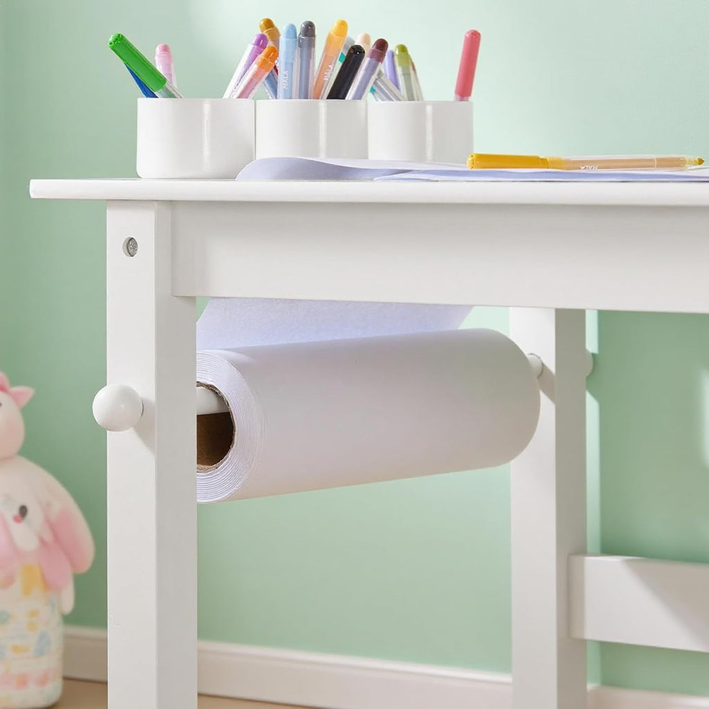 Kids Wooden Craft Table and Chair Set, Standard Size, White