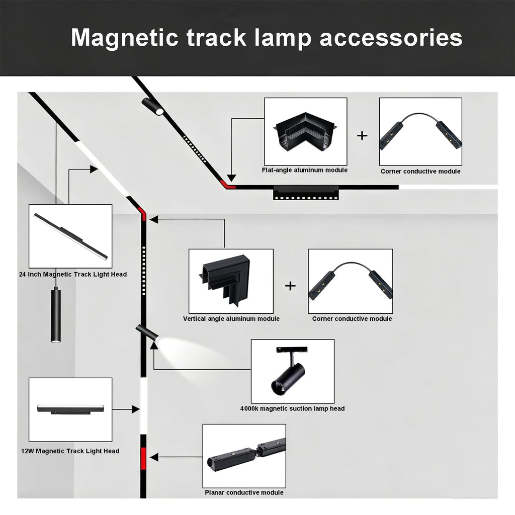 24 Inch Magnetic Track Light Head, 24W Linear Flood Light, 4000K Neutral White LED Ceiling Track Lighting Fixture