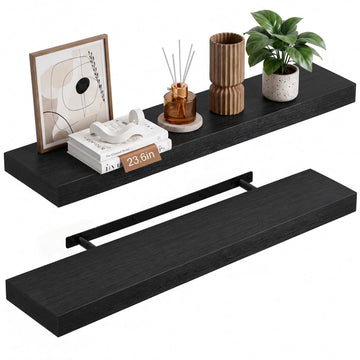23.6" Long Floating Shelves for Wall, Room Decor Set of 2, Black
