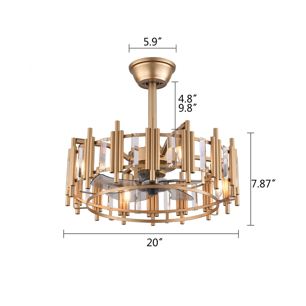Modern Ceiling Fan with Light and Remote Control, 20Inch LED Adjustable Light ColorFan Speed Hidden Blades, Time