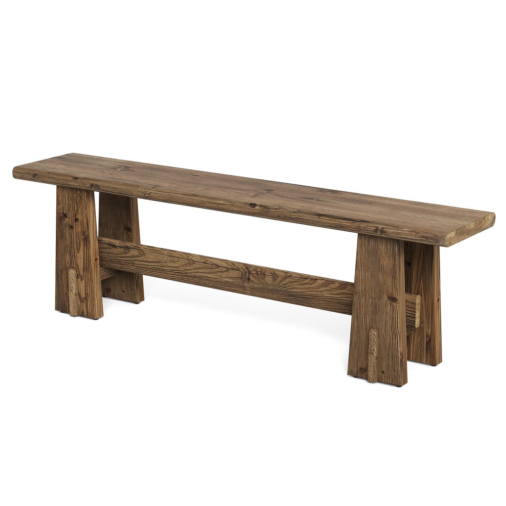 59" Solid Wood Bench, Farmhouse Entryway Bench, Long Retro Bench for End of Bed, Dining Room, Entryway, Hallway