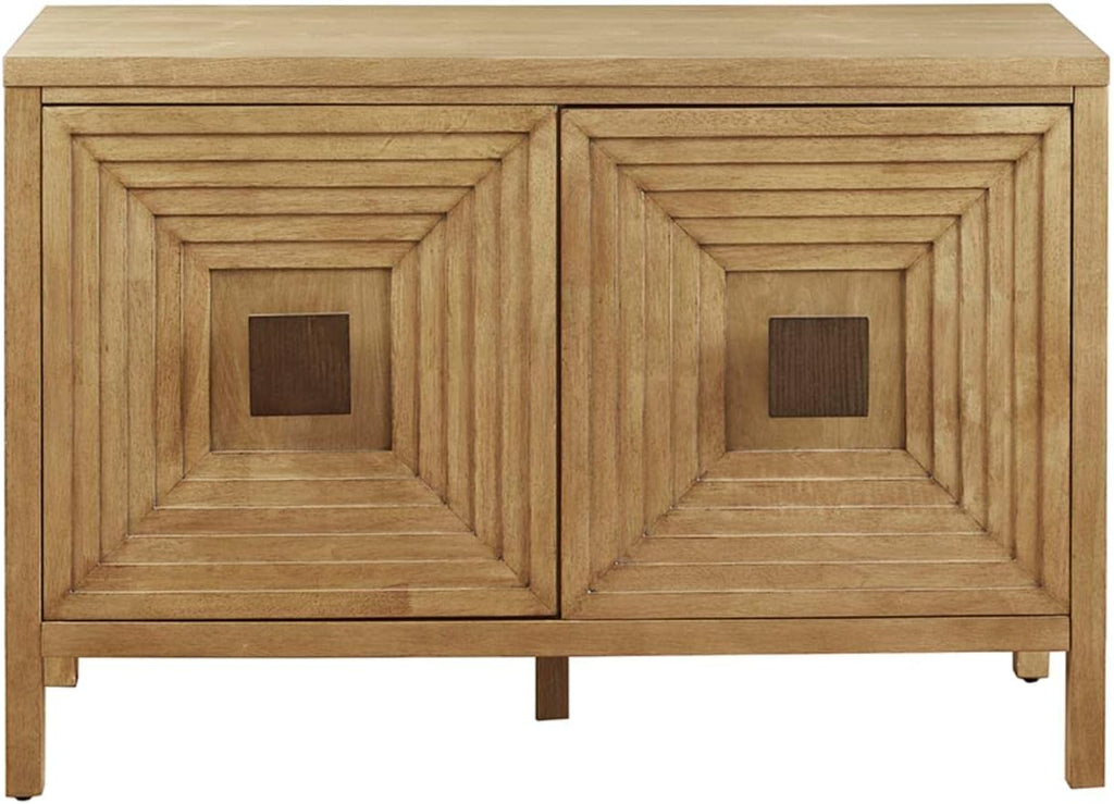 Paige Accent Storage Cabinet Accent Chest with 2 Adjustable Shelves, Solid Wood Legs with Levelers, Chic Geometric