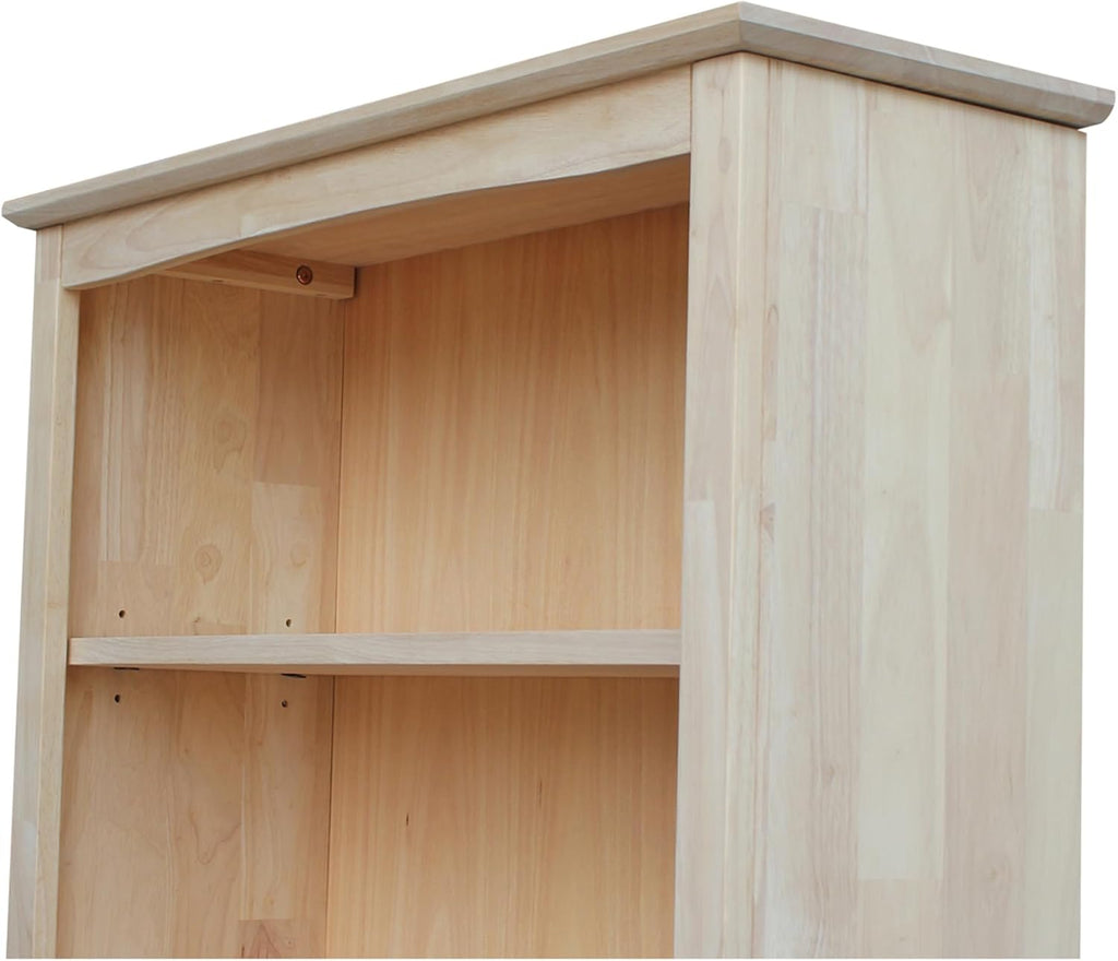 Solid Wood Shaker Bookcase, 72" H, Unfinished