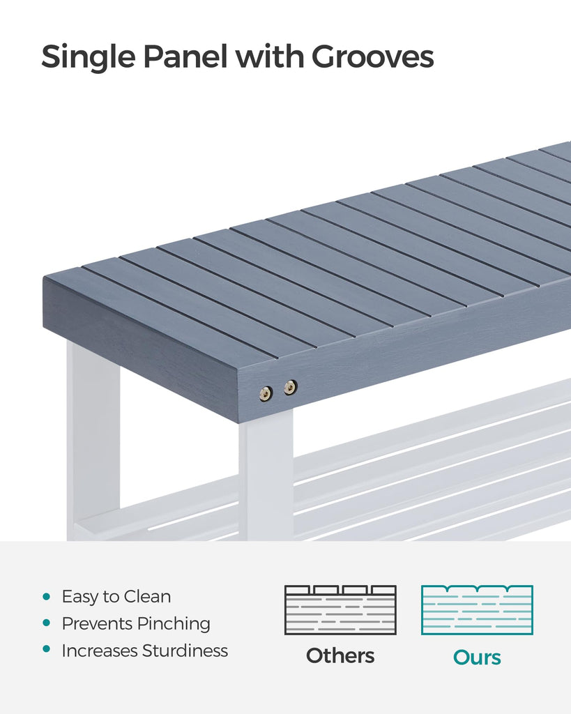 Shoe Rack Bench, 3-Tier Bamboo Entryway Bench, 27.6 Inches Width