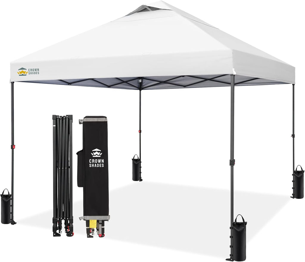 10x10 Pop Up Canopy - Patented Center Lock One Push Instant Outdoor Canopy Beach Tent with STO-N-Go Bag 8 Stakes & 4