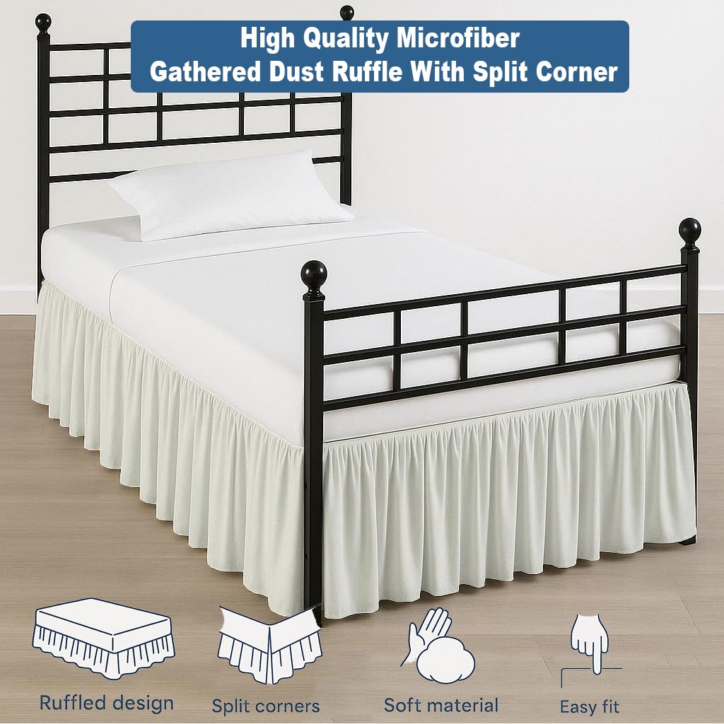 Ruffled Bed Skirt Split Corners with Platform, Tailored Fit Hotel Quality Wrinkle Free Ultra-Soft Microfiber Dust