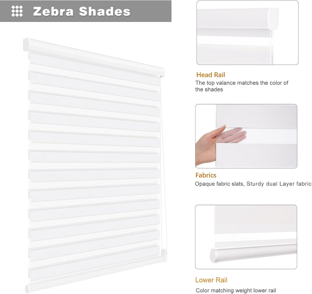 Zebra Blinds for Indoor Windows with Cord Custom Size Blackout, Corded Zebra Roller Shades for Sliding Glass Door