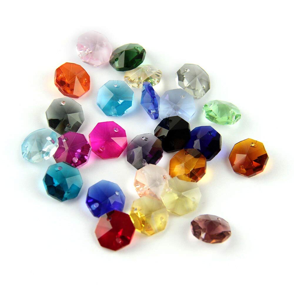 Chandelier Crytal 14mm Clear 200pcs Crystal Octagon Bead K9 Crystal 2 holes Diy Wedding & Home Ddecoration Crystal
