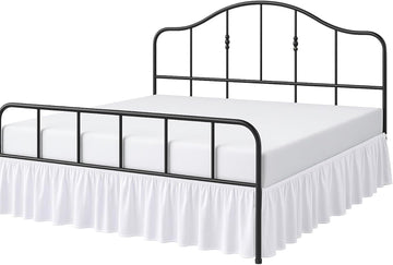 Ruffled Bed Skirt Queen Size with Split Corner, Brushed Microfiber Hotel Quality White Dust Ruffle, 15 Inch Drop