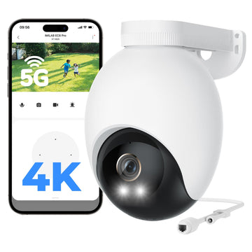 EC6 Pro 4K Wired Outdoor Security Camera, 5GHz WiFi Plug-in Outdoor Camera Security w/Spotlight, 360° Rotation, Free