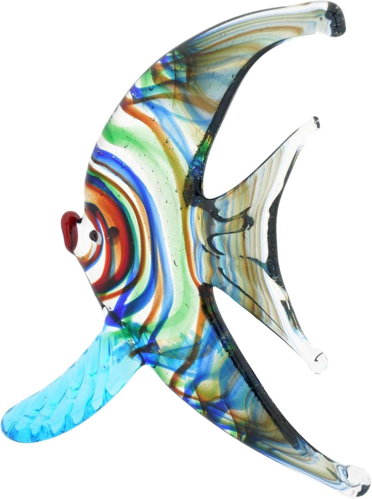 Angelfish Collectible Figurine Statue 4" in Italy Statue Blown Glass Transparent Multicolor Tropical Fish Sea Animal