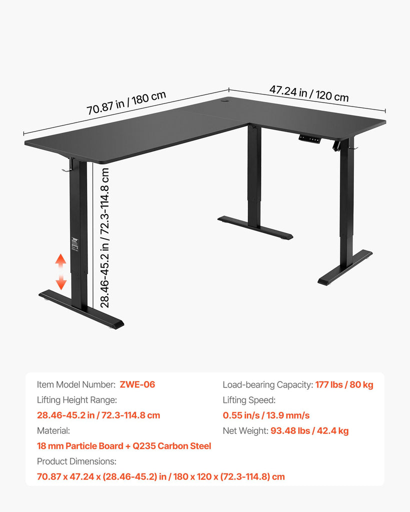 L Shaped Standing Desk 71 x 47 inch, 3 Memory Height Adjustable, Electric Corner Standing Desk with Dual Motor, 2