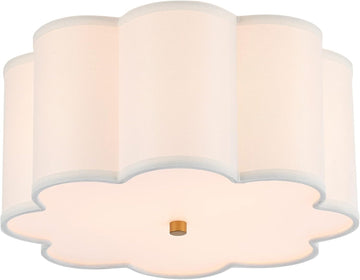 Semi Flush Mount Ceiling Light Fixture, Modern Close to Ceiling Lamp with Cream White Fabric Drum Shade Kids Room