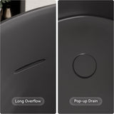 Japanese Bathtub,47" Freestanding Japanese Soaking Tub, Black Stone Resin Deep Tub with Built-in Seat, Modern Oval