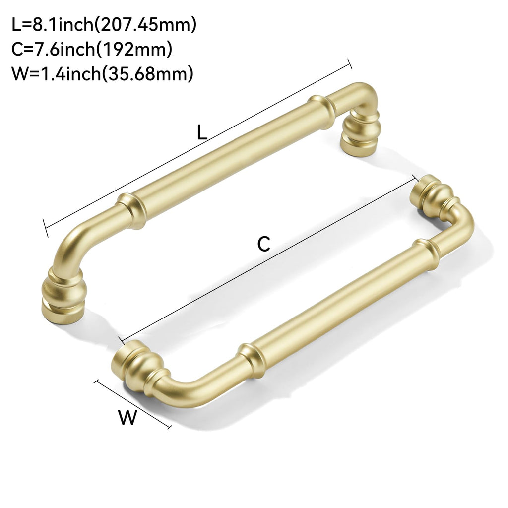 2 Pack Heavy Duty 7-1/2" Brushed Gold Cabinet Pulls