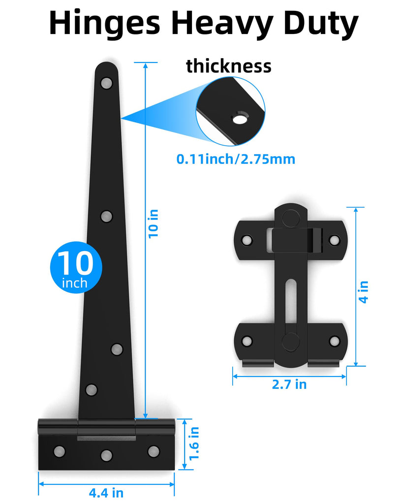 Fence Gate Frame Kit with 10 inch Heavy Duty Hinges, Gate Corner Brace Bracket Heavy Duty Kit, Fence Gate Kit, Gate