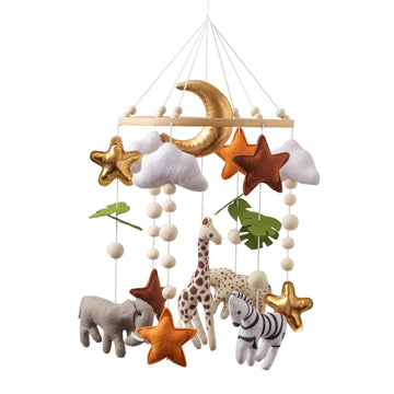 Baby Mobile for Crib - Hanging Felt Nursery Mobile - Fits Most Crib Arms - Gender-Neutral Safari Animals Nursery